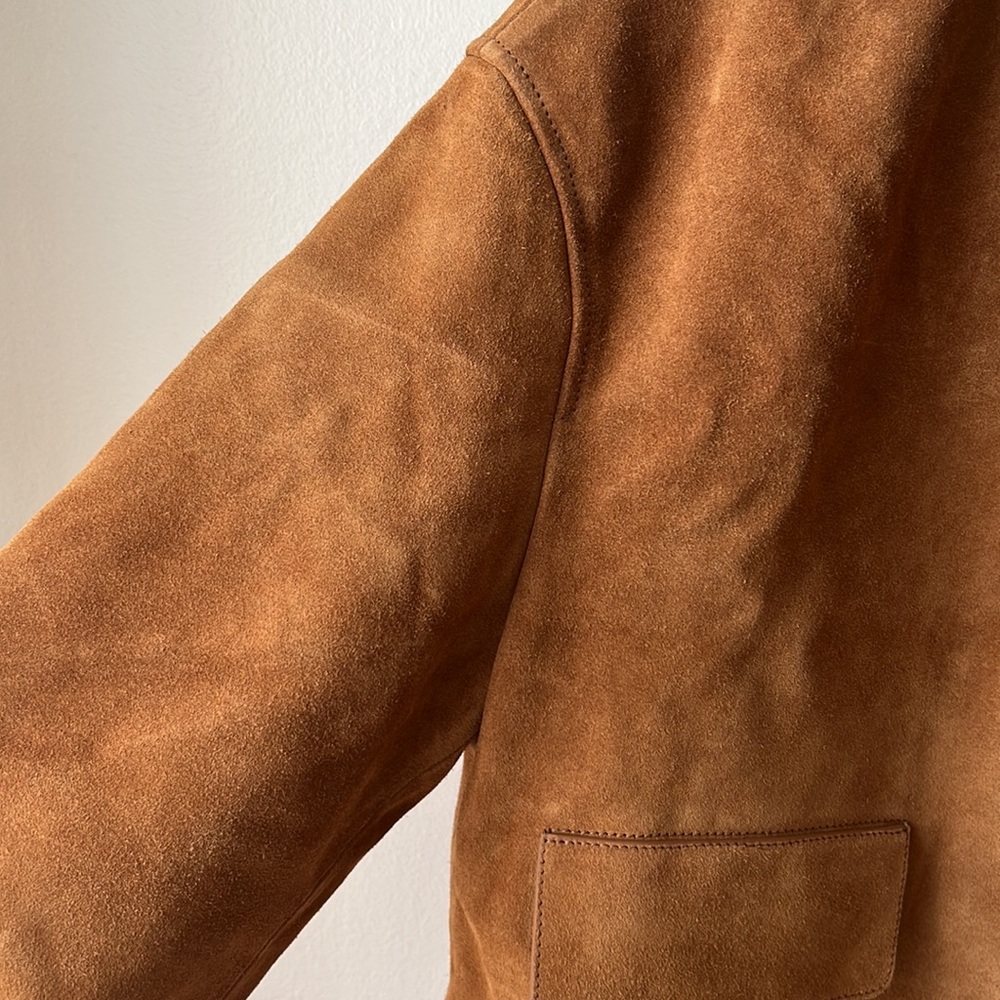Massimo Dutti NWT Suede Leather Bomber Jacket With Gold Buttons. Size Small. - Picture 8 of 16
